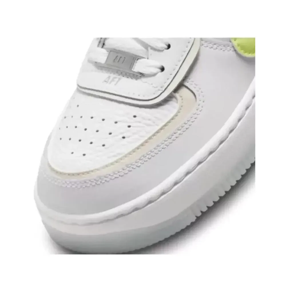 $134 Women Nike Air Force 1 Shadow Shoes White/Lemon/Wolf Grey FB7582 Size 9.5 - Picture 6 of 12